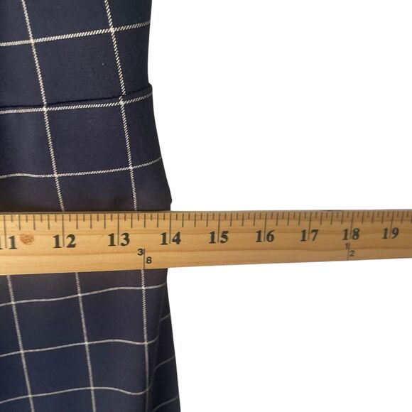 Ann‎ Taylor Size 4 Navy Blue Plaid Office Career Shealth Above Knee Dress - Picture 9 of 10